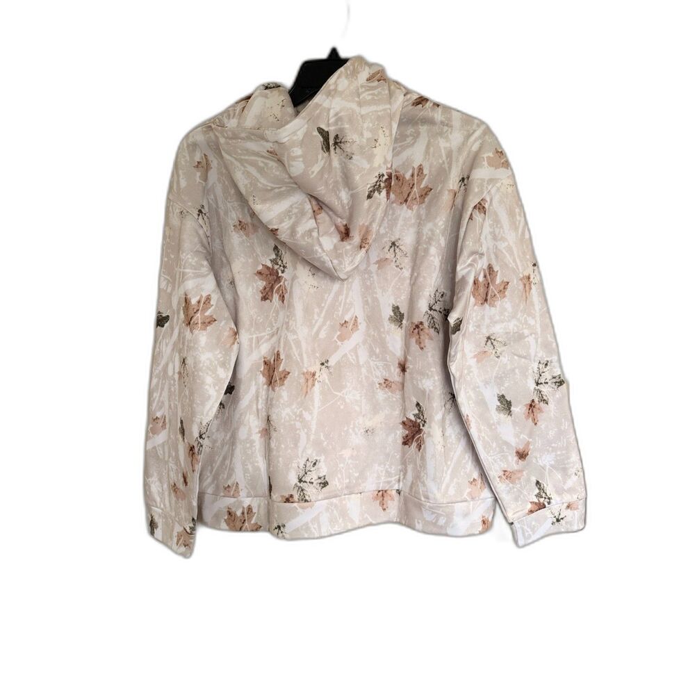 Volymoon NWOT Maple Leaf Camo Hoodie Sweatshirt Size Large Cream Brown Green - Picture 2 of 8